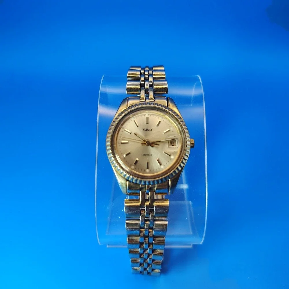 Vintage 1992‎ Timex Presidential Date Flute 25mm Women's Quartz Watch Size 6.5